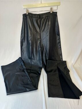 PrettyLittleThing Black Faux Leather Wide Leg Trousers